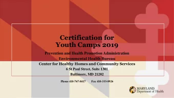 Youth Camps 2019  Prevention and Health Promotion Administration  Environmental Health Bureau