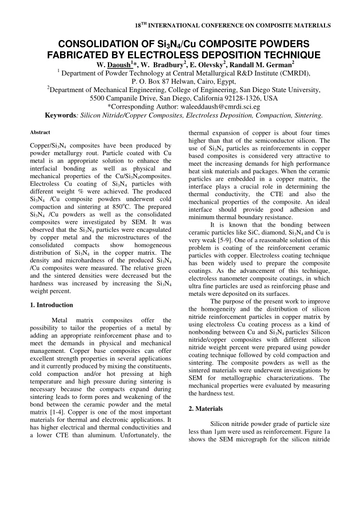 consolidation of si 3 n 4 cu composite powders