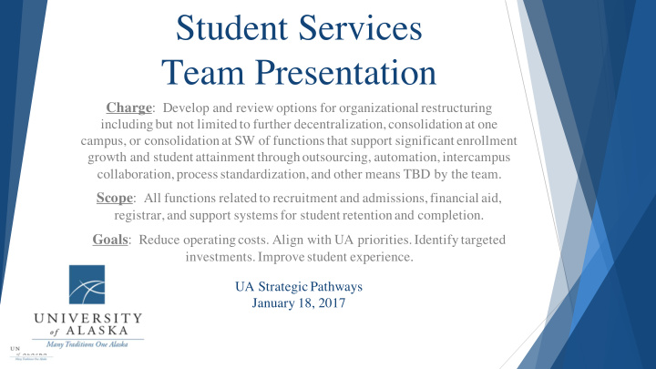 student services team presentation