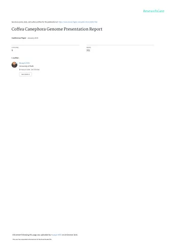 Coffea Canephora Genome Presentation Report Conference Paper  January 2015  CITATIONS  READS  0