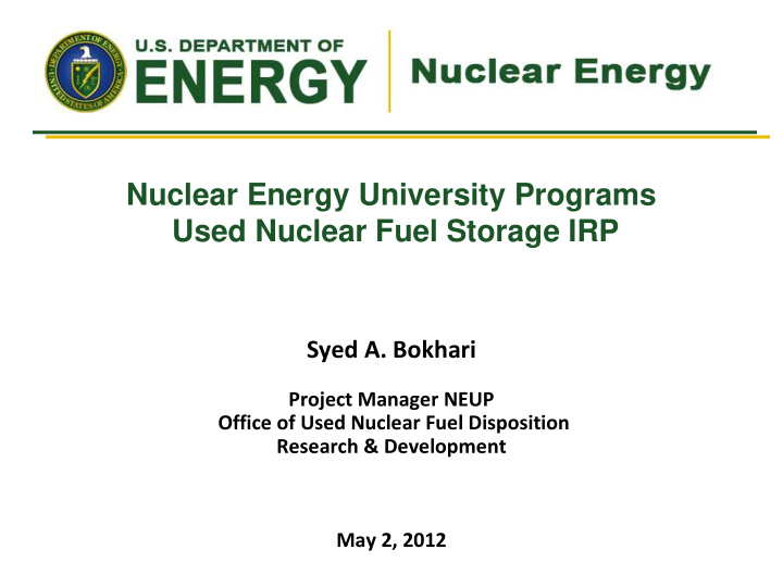 nuclear energy university programs used nuclear fuel