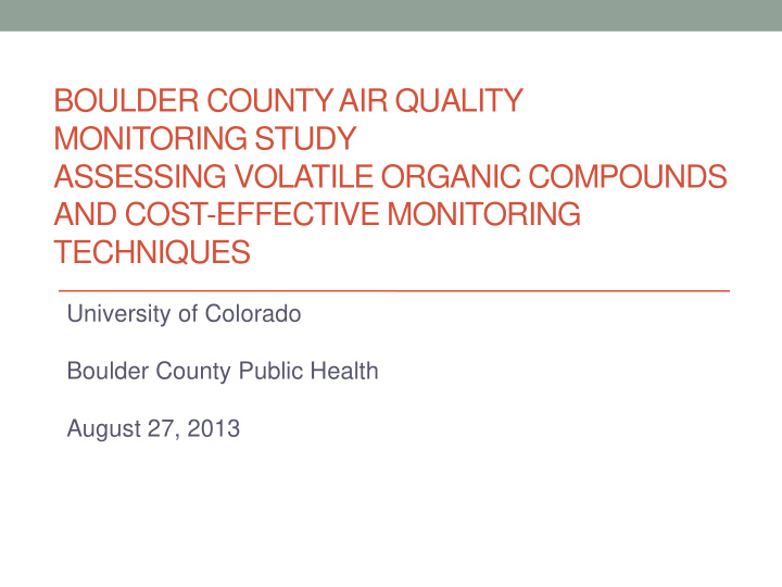 boulder county air quality monitoring study assessing