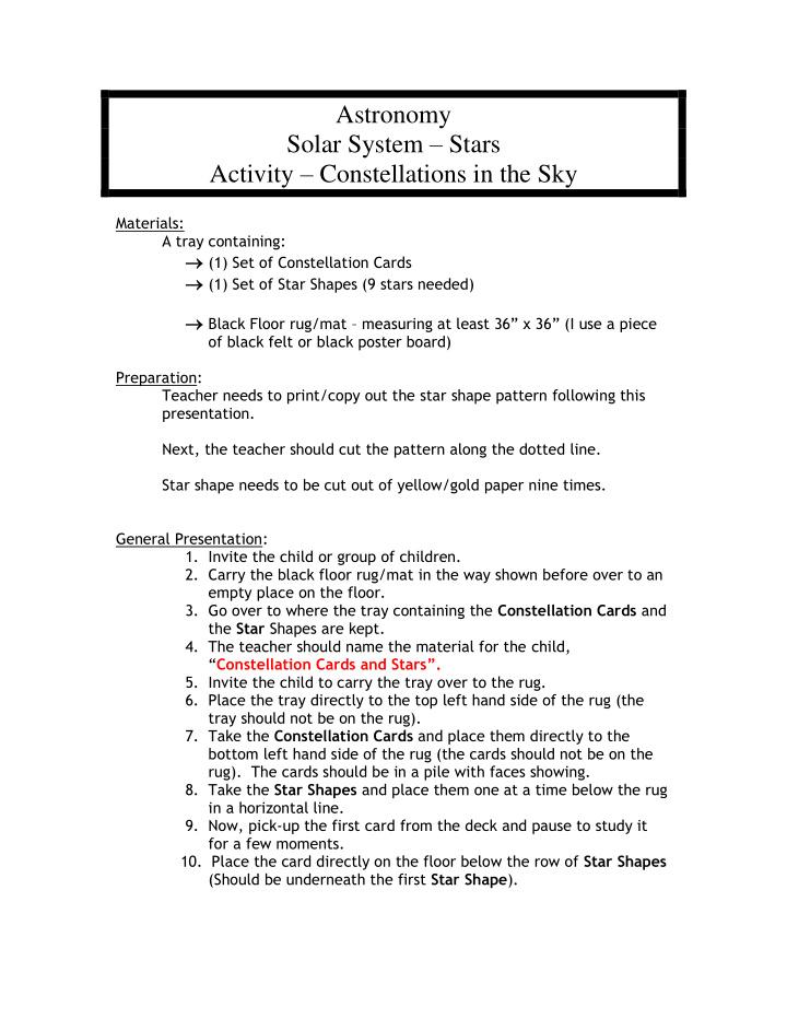 astronomy solar system stars activity constellations in