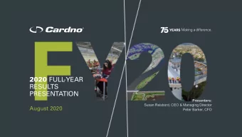 2020 FULL  -YEAR  RESULTS  PRESENTATION  Presenters:  Susan Reisbord, CEO &amp; Managing Director