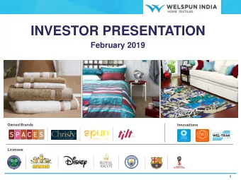 INVESTOR PRESENTATION  February 2019  Owned Brands  Innovations  Licenses  1  DISCLAIMER The