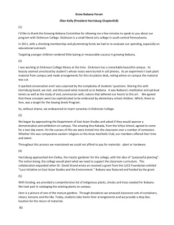 Grow Ikebana Forum  Ellen Kelly (President Harrisburg Chapter#18)  (1)  Id like to thank the