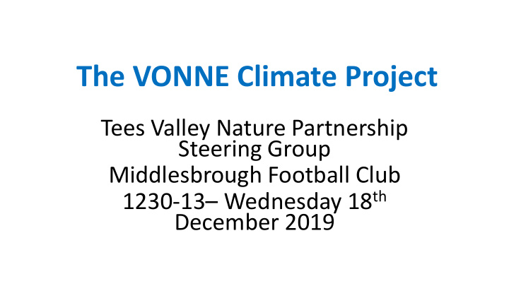 the vonne climate project