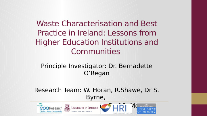 waste characterisation and best practice in ireland