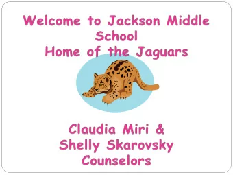 Elementary to Middle School Transition  Get Acquainted Night  Elementary Visits this week