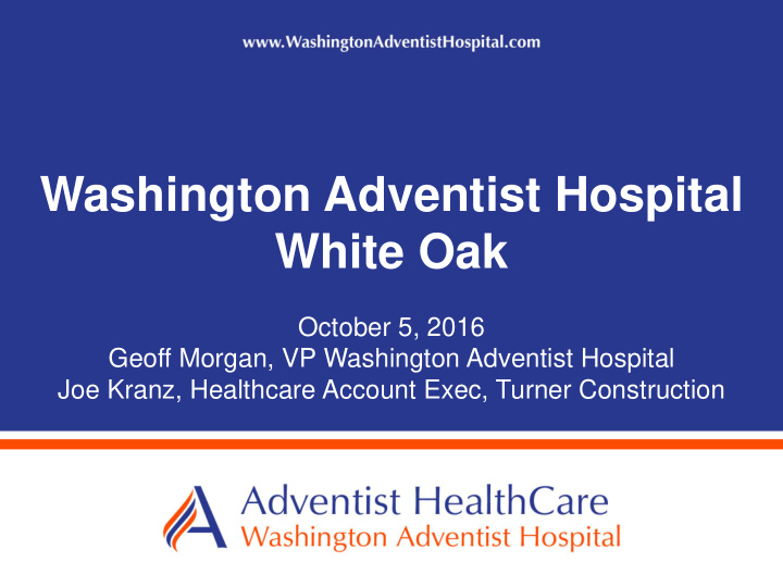 washington adventist hospital white oak