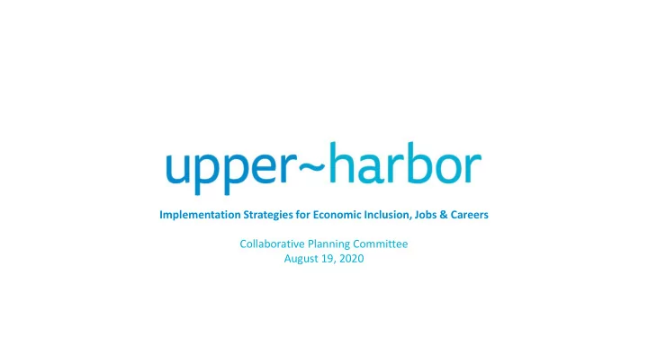 implementation strategies for economic inclusion jobs