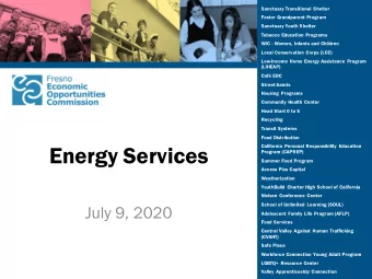 Energy Services  California Personal Responsibility Education  Program (CAPREP)  Summer Food