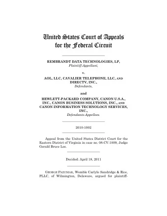 United States Court of Appeals  for the Federal Circuit  __________________________  REMBRANDT DATA