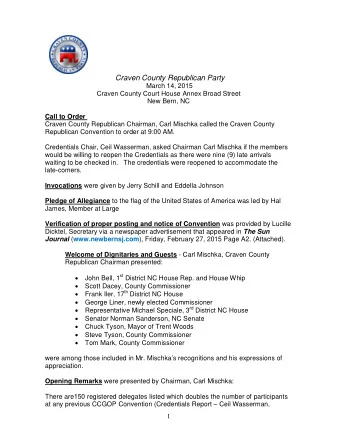 Craven County Republican Party  March 14, 2015  Craven County Court House Annex Broad Street  New