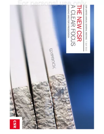 For personal use only  Agenda  For personal use only  1. Safety  Overview of our safety performance