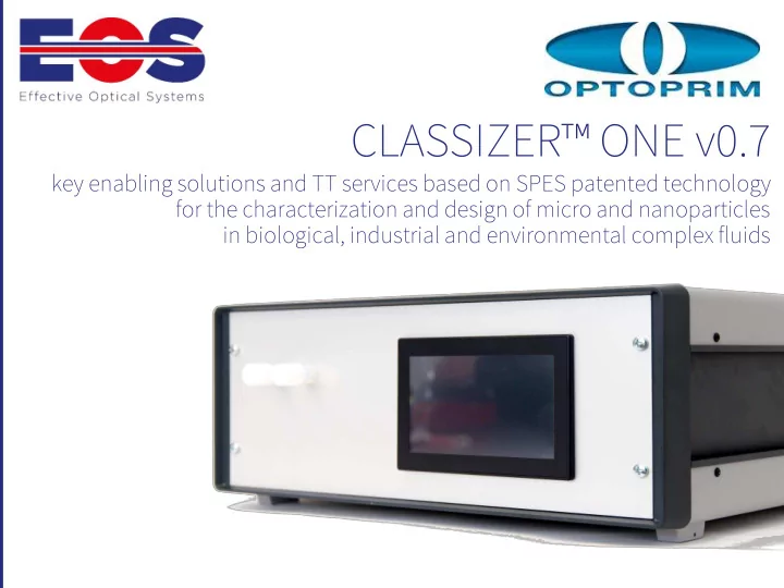 classizer one v0 7
