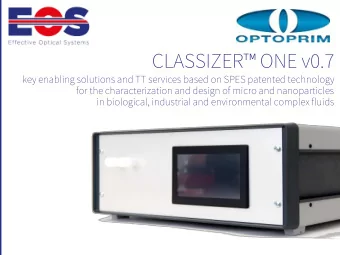 CLASSIZER ONE v0.7  key enabling solutions and TT services based on SPES patented technology