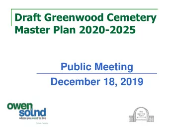 Master Plan 2020-2025  Public Meeting  December 18, 2019  Agenda  Tonight:  Housekeeping