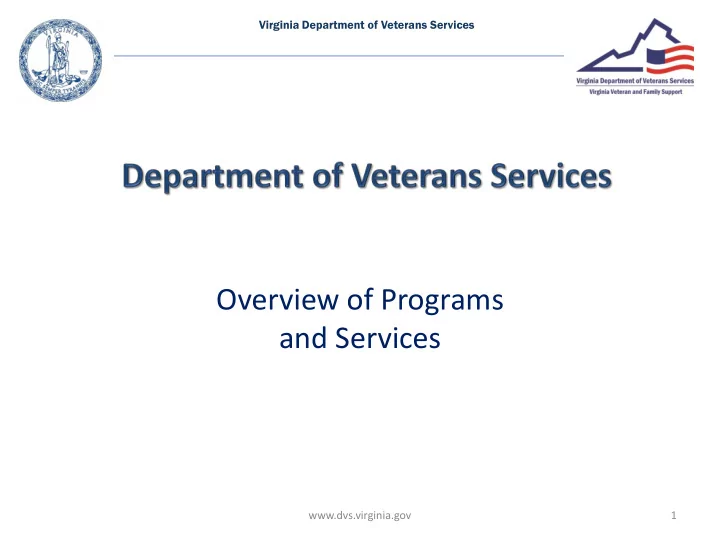 overview of programs and services