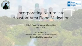 Incorporating Nature into  Houston-Area Flood Mitigation  H-GAC Flood Management Committee  July