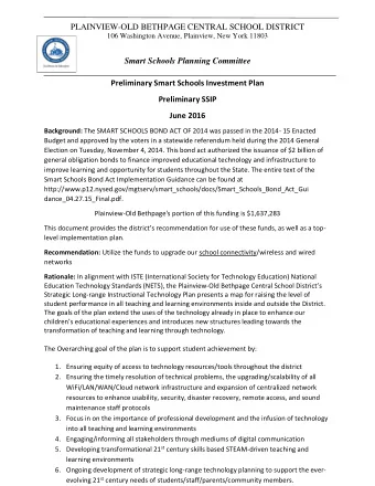 PLAINVIEW-OLD BETHPAGE CENTRAL SCHOOL DISTRICT  106 Washington Avenue, Plainview, New York 11803