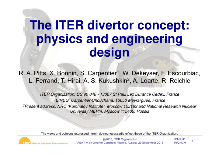 the iter divertor concept physics and engineering design