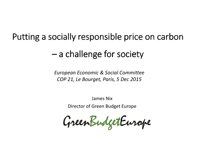 putting a socially responsible price on carbon putting a