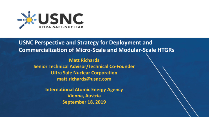 usnc perspective and strategy for deployment and