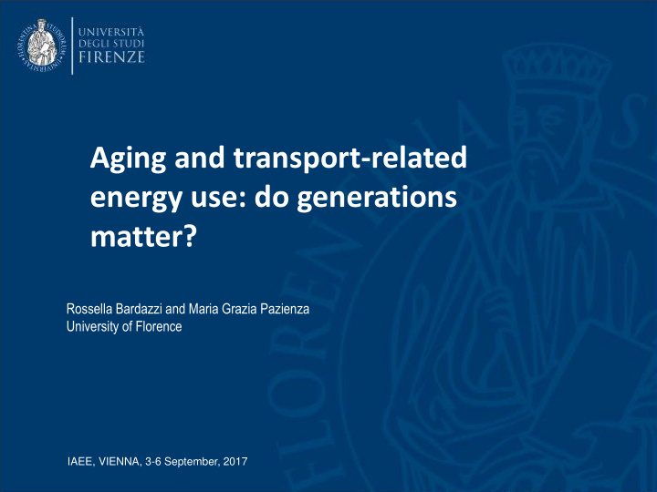 aging and transport related energy use do generations