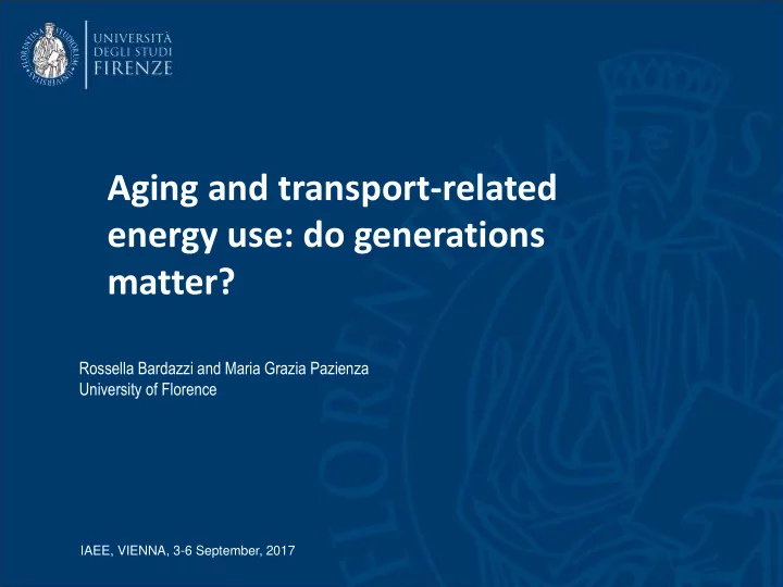 aging and transport related energy use do generations