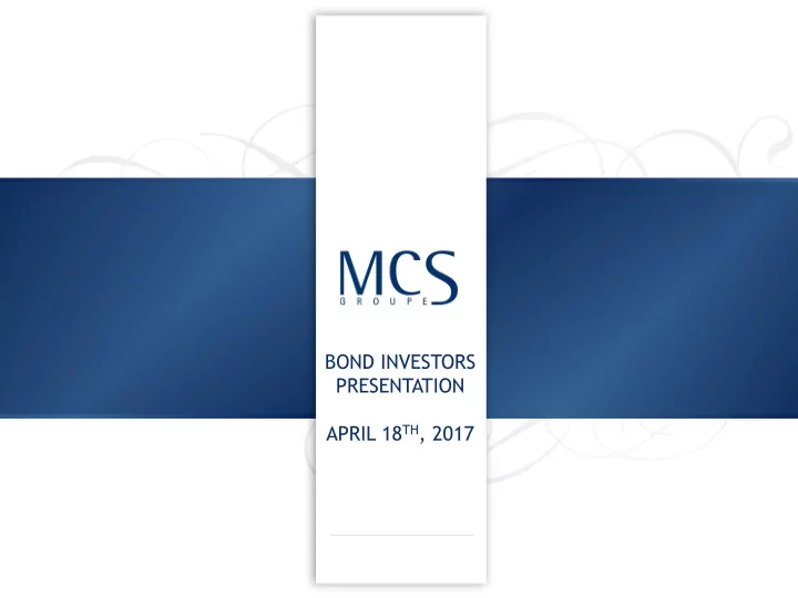 april 18 th 2017 d isclaimer the discussion of business