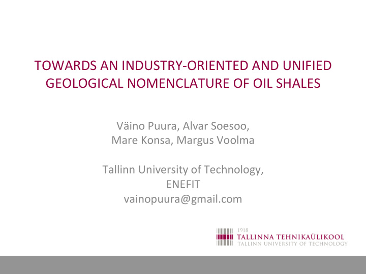 towards an industry oriented and unified geological