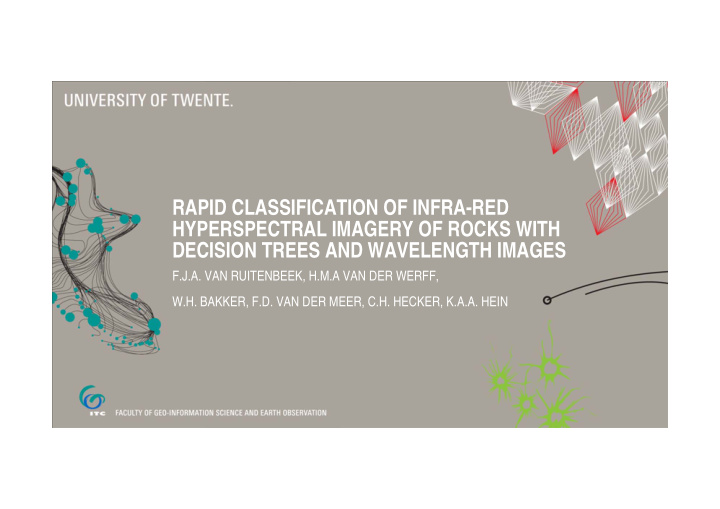 rapid classification of infra red hyperspectral imagery