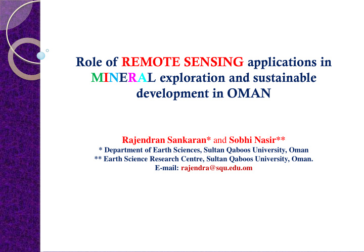 role of remote sensing applications in