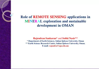 Role of REMOTE SENSING applications in  MINERAL exploration and sustainable  development in OMAN