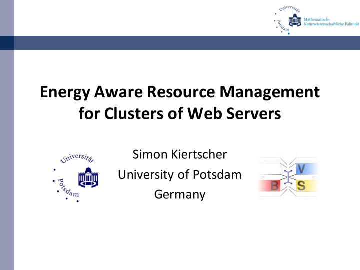 energy aware resource management for clusters of web