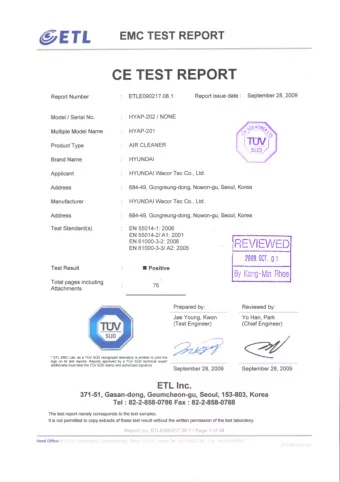 EMC TEST REPORT  DIRECTORY  Pages  A) Documentation  Directory  2  Test Standards  3  Address of
