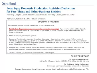 Form 8903: Domestic Production Activities Deduction  for Pass-Thrus and Other Business Entities
