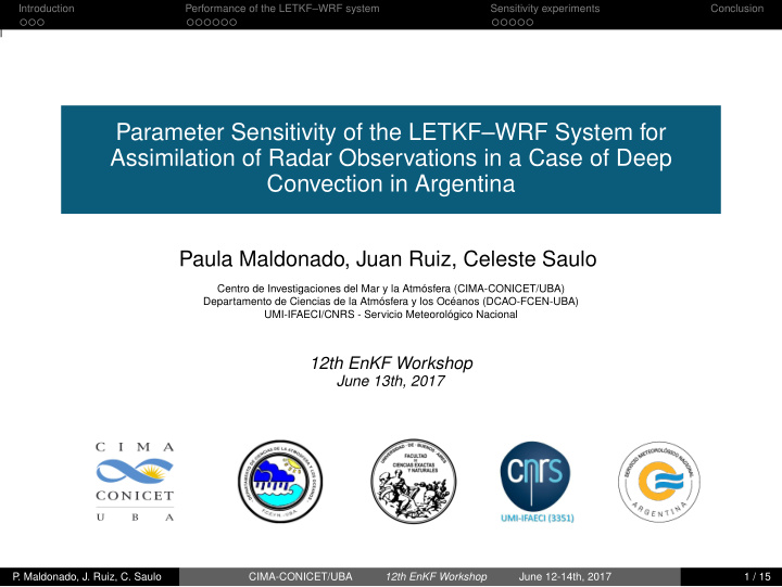 parameter sensitivity of the letkf wrf system for