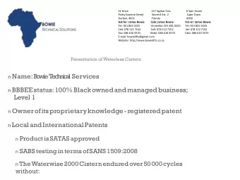 Tech 2000 Waterless Cistern +  2000 CISTERN n &gt; 70% of low-income households water consumption