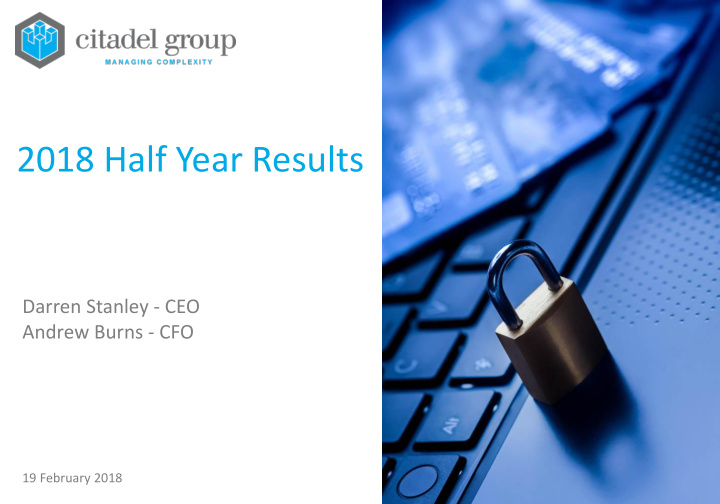 2018 half year results