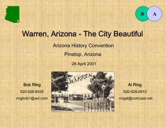 Warren, Arizona - The City Beautiful  Arizona History Convention  Pinetop, Arizona  28 April 2001