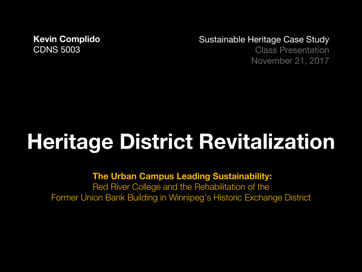 heritage district revitalization