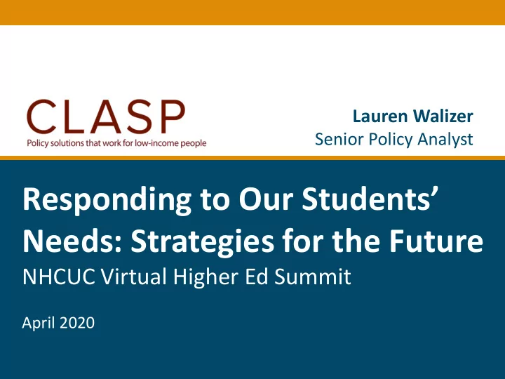 responding to our students title of presentation needs