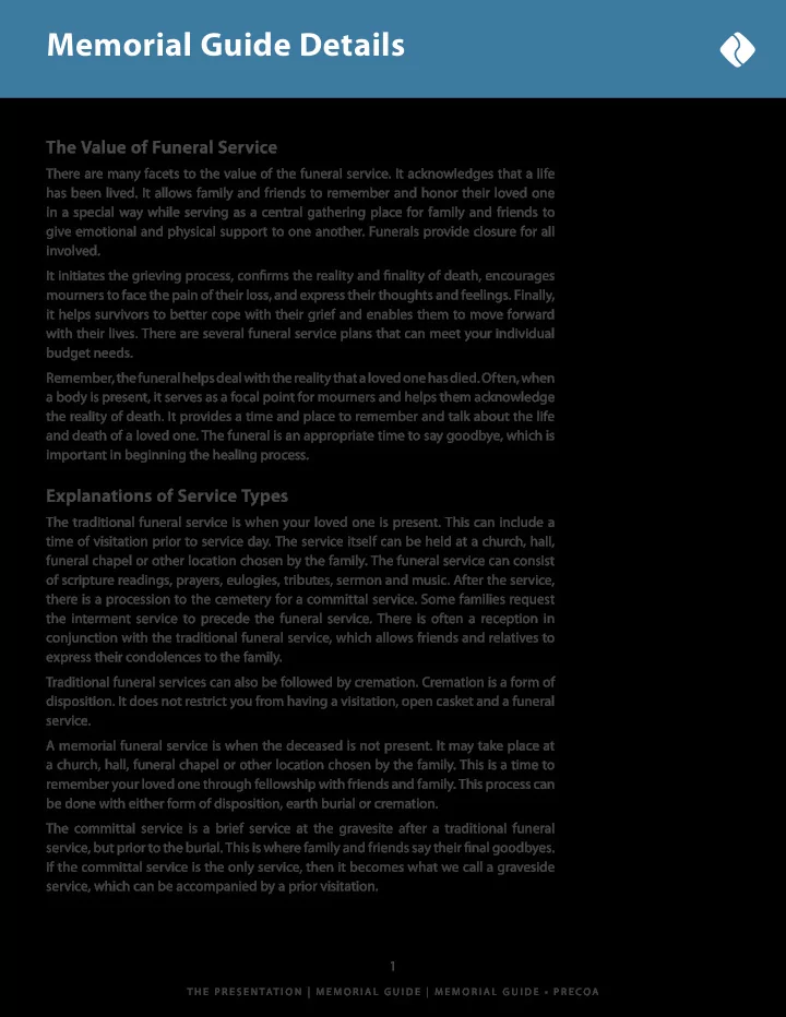 memorial guide details