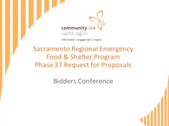 Sacramento Regional Emergency  Food &amp; Shelter Program  Phase 37 Request for Proposals  Bidders