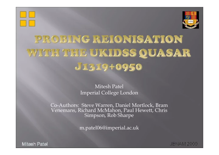 mitesh patel imperial college london co authors steve