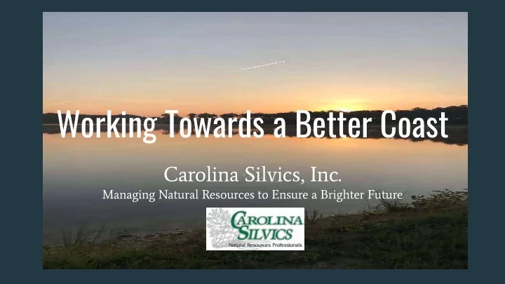 working towards a better coast