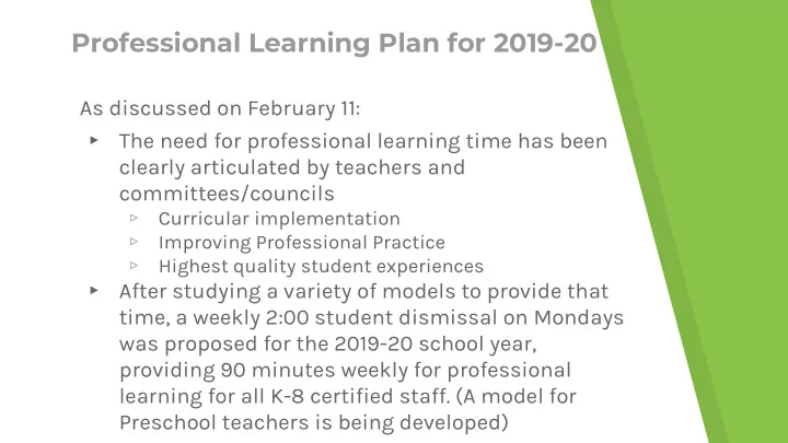 professional learning plan for 2019 20
