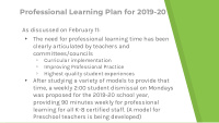 professional learning plan for 2019 20